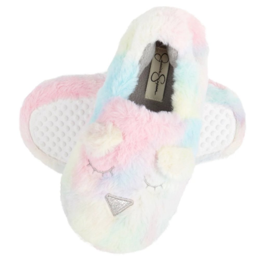 Jessica Simpson Girls Plush Fluffy Slip-on House Slippers with Memory Foam